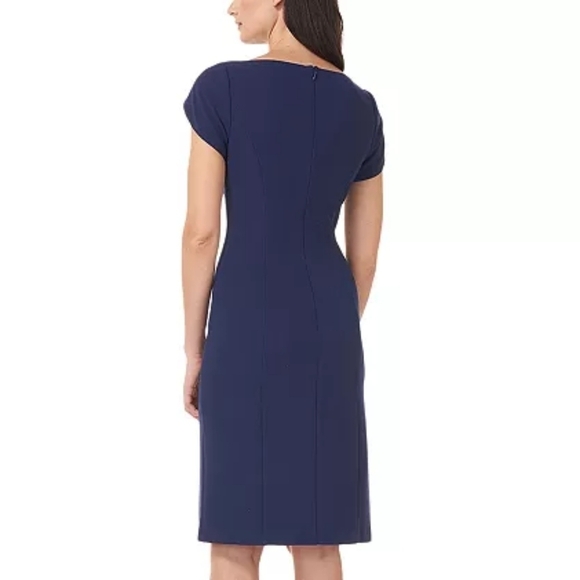 New JS Collections Tulip Sleeve V Neck Mini Structured Dress Size 2 Women Blue - Picture 4 of 16